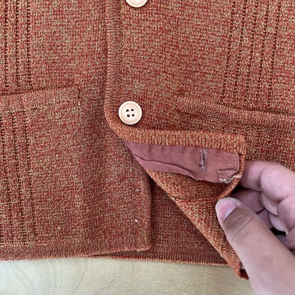 Vintage Snow Cardigan 34 Orange Wool Sweater 60s Winter Outerwear - Picture 6 of 11